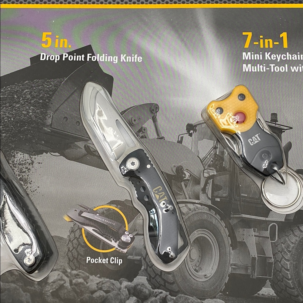 NIP CAT 3 pc. Multi-tool, knife and Mini Keychain Multi-tool with LED Light - Picture 4 of 9